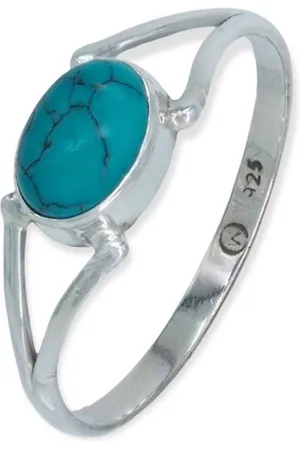 mantraroma Silberring TEKILI oval aus 925 Silber mit Türkis (Ring mit Schmuckbeutel), Damenring aus 925er Silber - Verkäufer:
