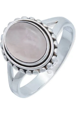 mantraroma Silberring GAMSA aus 925 Silber mit Rosenquarz (Ring mit Schmuckbeutel), Damenring aus 925er Silber - Verkäufer: