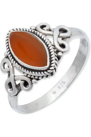 mantraroma Silberring BAGHIMI Ellipse aus 925 Silber mit Karneol (Ring mit Schmuckbeutel), Damenring aus 925er Silber - Verkäufer: