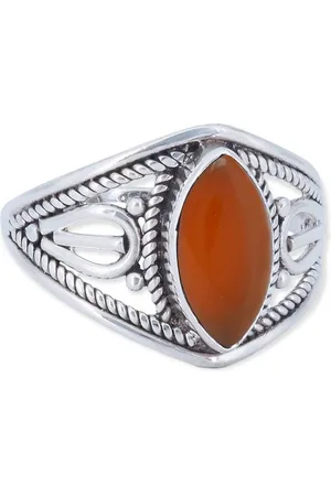 mantraroma Silberring DAHAB Ellipse aus 925 Silber mit Karneol (Ring mit Schmuckbeutel), Damenring aus 925er Silber - Verkäufer: