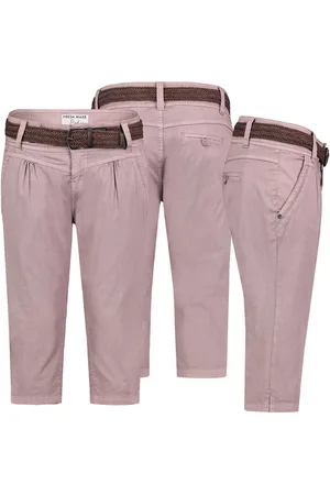 Fresh Made Bermudas Damen Short Bermuda 3/4 Hose Sommer Chino Stoff Hose mit Gürtel Capri - Verkäufer: fashion-victim-style