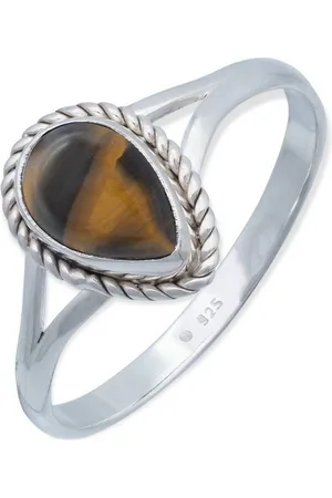mantraroma Silberring NILA Tropfen aus 925 Silber mit Tigerauge (Ring mit Schmuckbeutel), Damenring aus 925er Silber - Verkäufer: