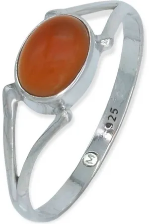 mantraroma Silberring TEKILI oval aus 925 Silber mit Karneol (Ring mit Schmuckbeutel), Damenring aus 925er Silber - Verkäufer: