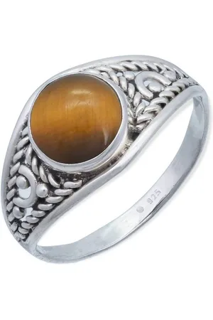 mantraroma Silberring DAHAB rund aus 925 Silber mit Tigerauge (Ring mit Schmuckbeutel), Damenring aus 925er Silber - Verkäufer: