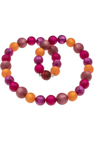 Bella Carina Perlenkette Kette mit Polaris Perlen glitzernd pink orange, pink orange, glitzend - Verkäufer: