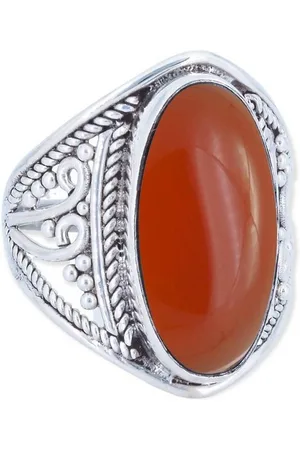 mantraroma Silberring DAHAB oval groß aus 925 Silber mit Karneol (Ring mit Schmuckbeutel), Damenring aus 925er Silber - Verkäufer: