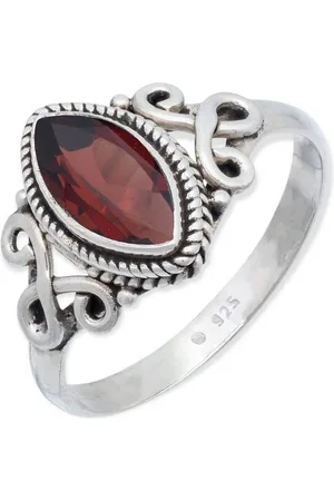 mantraroma Silberring BAGHIMI Ellipse aus 925 Silber mit Granat facettiert (Ring mit Schmuckbeutel), Damenring aus 925er Silber - Verkäufer: