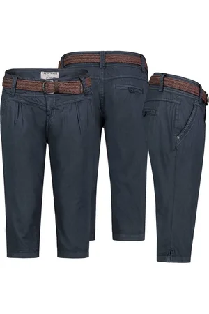 Fresh Made Bermudas Damen Short Bermuda 3/4 Hose Sommer Chino Stoff Hose mit Gürtel Capri - Verkäufer: fashion-victim-style