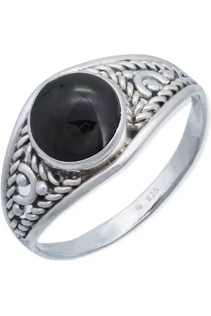 mantraroma Silberring DAHAB rund aus 925 Silber mit Onyx (Ring mit Schmuckbeutel), Damenring aus 925er Silber - Verkäufer: