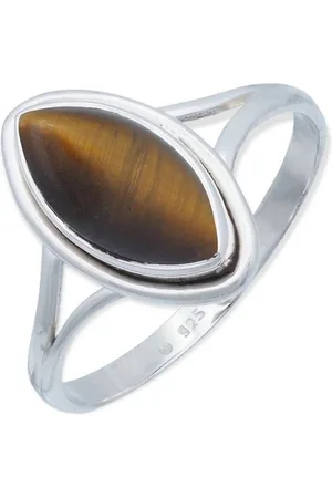 mantraroma Silberring SARALA Ellipse aus 925 Silber mit Tigerauge (Ring mit Schmuckbeutel), Damenring aus 925er Silber - Verkäufer: