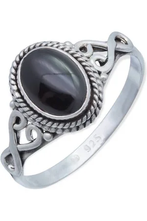 mantraroma Silberring BAGHIMI oval aus 925 Silber mit Onyx (Ring mit Schmuckbeutel), Damenring aus 925er Silber - Verkäufer: