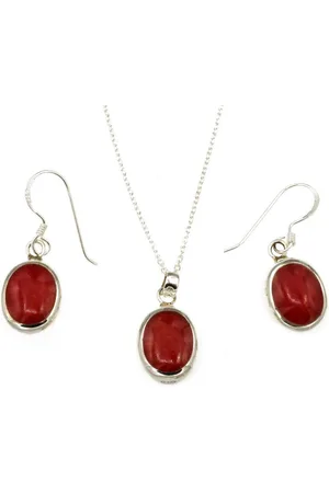Bella Carina Schmuckset Schmuckset Anhänger, Kette, Ohrringe mit Schaum Koralle, zweiseitiges Schmuckset - Verkäufer: