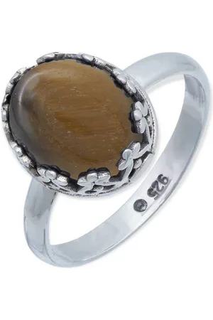 mantraroma Silberring NAPULO aus 925 Silber mit Tigerauge (Ring mit Schmuckbeutel), Damenring aus 925er Silber - Verkäufer: