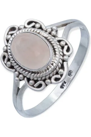 mantraroma Silberring BANGAWAN aus 925 Silber mit Rosenquarz (Ring mit Schmuckbeutel), Damenring aus 925er Silber - Verkäufer: