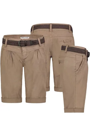 Fresh Made Bermudas Damen Short Bermuda kurze Hose Sommer Chino Stoff Hose mit Gürtel - Verkäufer: fashion-victim-style