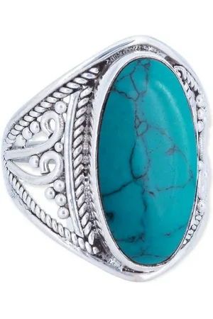 mantraroma Silberring DAHAB oval groß aus 925 Silber mit Türkis (Ring mit Schmuckbeutel), Damenring aus 925er Silber - Verkäufer: