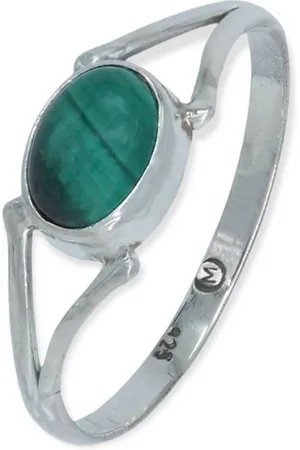 mantraroma Silberring TEKILI oval aus 925 Silber mit Malachit (Ring mit Schmuckbeutel), Damenring aus 925er Silber - Verkäufer: