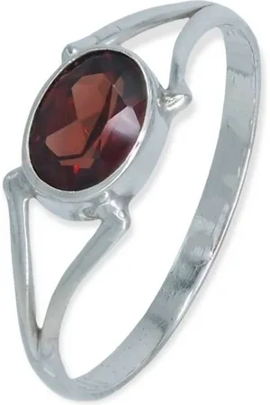 mantraroma Silberring TEKILI oval aus 925 Silber mit Granat facettiert (Ring mit Schmuckbeutel), Damenring aus 925er Silber - Verkäufer: