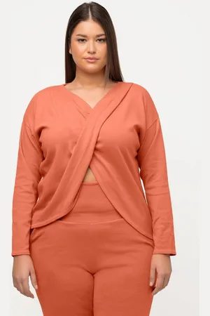 Ulla Popken Longsleeve Yoga-Shirt drapiert V-Ausschnitt Langarm - Verkäufer: Popken Fashion Group