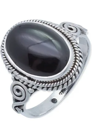mantraroma Silberring SINTA aus 925 Silber mit Onyx (Ring mit Schmuckbeutel), Damenring aus 925er Silber - Verkäufer: