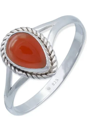 mantraroma Silberring NILA Tropfen aus 925 Silber mit Karneol (Ring mit Schmuckbeutel), Damenring aus 925er Silber - Verkäufer: