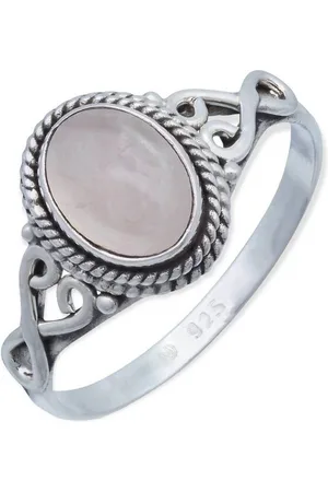 mantraroma Silberring BAGHIMI oval aus 925 Silber mit Rosenquarz (Ring mit Schmuckbeutel), Damenring aus 925er Silber - Verkäufer: