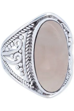 mantraroma Silberring DAHAB oval groß aus 925 Silber mit Rosenquarz (Ring mit Schmuckbeutel), Damenring aus 925er Silber - Verkäufer: