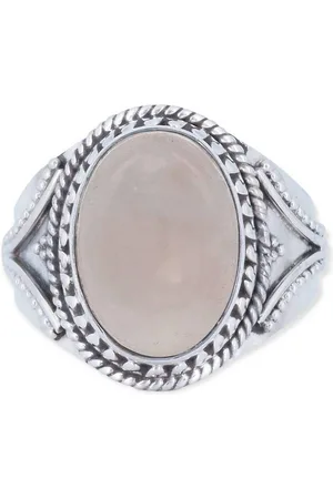 mantraroma Silberring MEKANU aus 925 Silber mit Rosenquarz (Ring mit Schmuckbeutel), Damenring aus 925er Silber - Verkäufer: