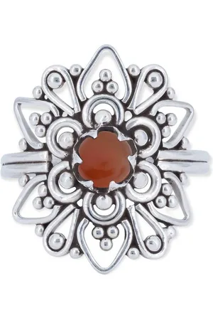 mantraroma Silberring MUDARA-EMPAT aus 925 Silber mit Karneol (Ring mit Schmuckbeutel), Damenring aus 925er Silber - Verkäufer: