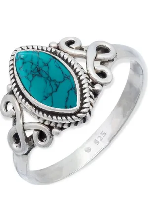 mantraroma Silberring BAGHIMI Ellipse aus 925 Silber mit Türkis (Ring mit Schmuckbeutel), Damenring aus 925er Silber - Verkäufer: