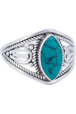 mantraroma Silberring DAHAB Ellipse aus 925 Silber mit Türkis (Ring mit Schmuckbeutel), Damenring aus 925er Silber - Verkäufer: