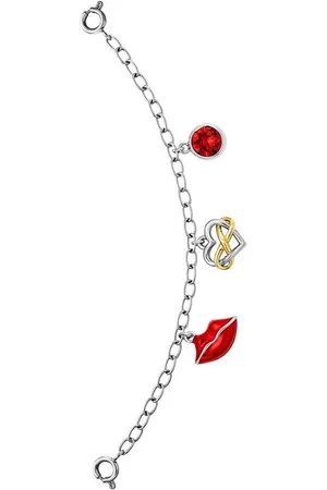 JULIE JULSEN Uhrencharmeinhänger Charming Red Lips, JJCG28645-4, Herz, Unendlichkeit, Uhrenkette, Accessoire, Geschenkidee