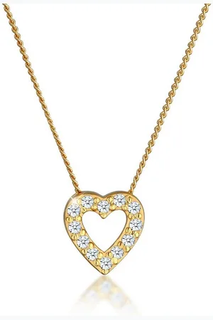 Elli DIAMONDS Kette mit Anhänger Herz Diamant Weiß Brillantschliff (0.18 ct) 585 Gelbgold, Herz - Verkäufer: JULIE & GRACE GmbH