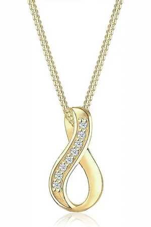 Elli DIAMONDS Kette mit Anhänger Infinity Diamant Weiß Brillantschliff (0.04ct) 375 Gelbgold, Infinity - Verkäufer: JULIE & GRACE GmbH