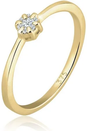 Elli DIAMONDS Verlobungsring Verlobungsring Blume Diamant Weiß (0.045ct) 375 Gelbgold - Verkäufer: JULIE & GRACE GmbH