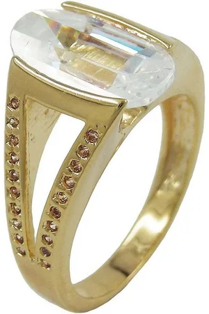 GALLAY Fingerring 14x8mm Zirkonia weiß 3 Mikron vergoldet Ringgröße 58 (1-tlg) - Verkäufer: Cats Collection