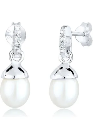 Elli DIAMONDS Paar Ohrhänger Ohrhänger Diamant Süßwasserzuchtperle (0.03 ct) 925 Sterling Silber - Verkäufer: JULIE & GRACE GmbH