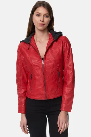 Tazzio Lederjacke F503 Damen Leder Jacke im Biker Look mit abnehmbarer Kapuze - Verkäufer:
