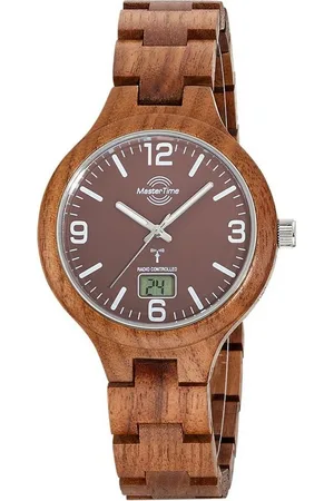 Master Time Quarzuhr Herrenuhr MTGW-10749-81W, Quarz-Funk, analog-digital, Walnuss-Armband - Verkäufer: Selva Technik GmbH