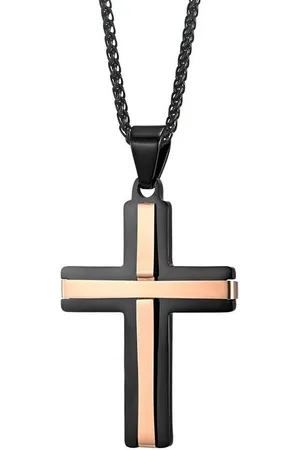 Karisma Kreuzanhänger Edelstahl Kette Länge 55cm/1mm Dicke Kreuz Schwarz Herrenschmuck - Verkäufer: Schmuck