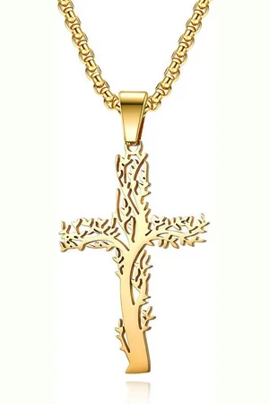 Karisma Kreuzanhänger Lebensbaum Edelstahl Kette Länge 50cm 2mm Dick - Verkäufer: Schmuck