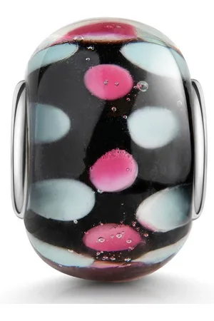 Materia Bead Glas Perle Punkte Muster Schwarz Pink Blau 394, Kern aus 925 Sterling Silber - Verkäufer: Schmuck