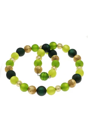 Bella Carina Perlenkette Kette mit Polaris und Murano Glas Perlen grün gold, grün gold glitzernd - Verkäufer: