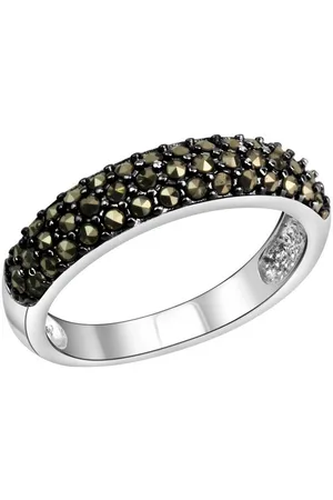 Zeeme Fingerring Silber 925 rhodiniert mit 43 Markasit-Steinen