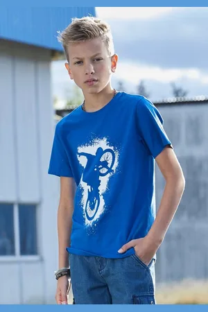Kidsworld T-Shirt Mit lässigem Druck: BIKER Kurzarm, bedruckt, Rundhalsausschnitt, aus Baumwolle