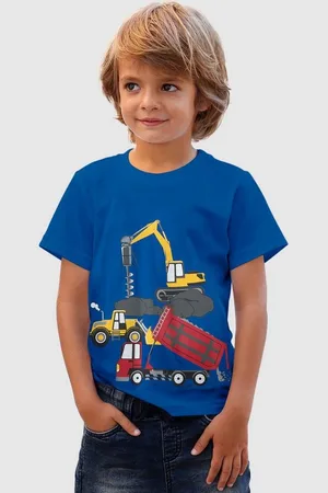 Kidsworld T-Shirt mit coolen BAUMASCHINEN Print Kurzarm, Basic-Passform, bedruckt, Rundhalsausschnitt