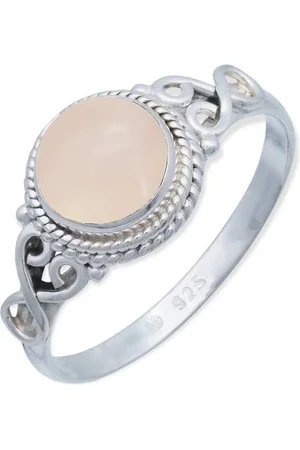 mantraroma Silberring BAGHIMI rund aus 925 Silber mit Rosenquarz (Ring mit Schmuckbeutel), Damenring aus 925er Silber - Verkäufer: