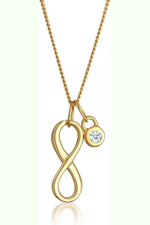 Elli DIAMONDS Kette mit Anhänger Infinity Diamant Weiß Brillantschliff (0.03 ct) 585 Gelbgold, Infinity - Verkäufer: JULIE & GRACE GmbH