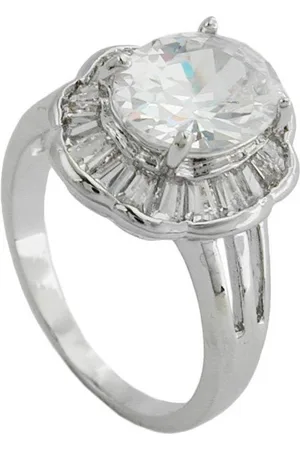 GALLAY Fingerring 16x14mm ovaler Zirkonia mit vielen kleinen rhodiniert Ringgröße 54 (1-tlg) - Verkäufer: Cats Collection