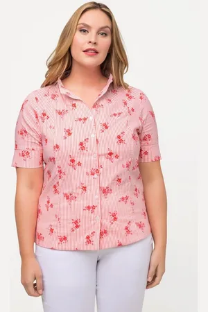 Ulla Popken Longbluse Bluse Blüten Streifen Kelchkragen Halbarm - Verkäufer: Popken Fashion Group
